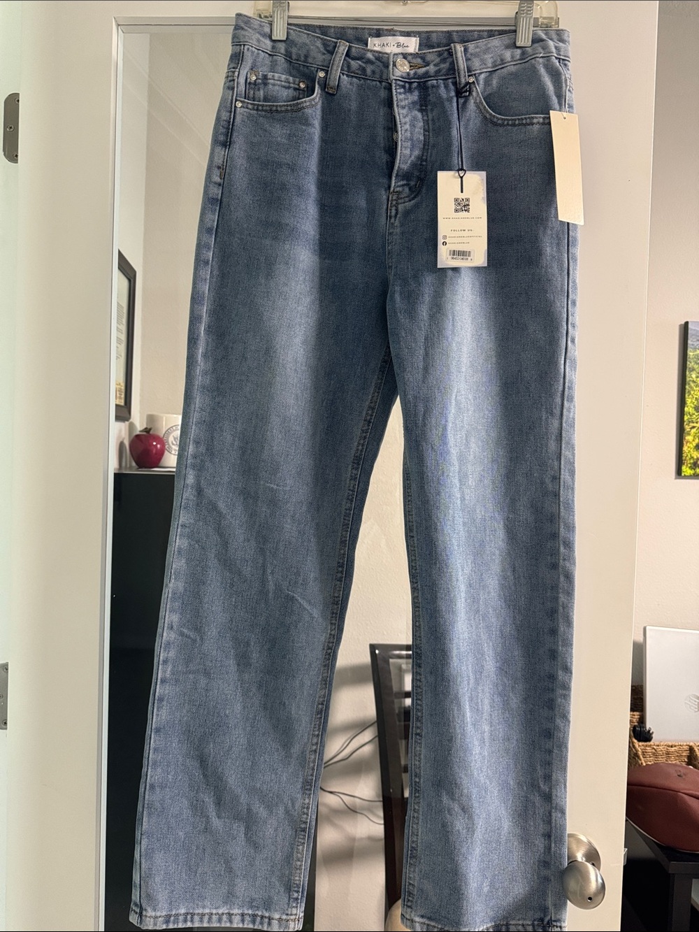 Khaki & BlueHigh-Rise Wide Leg Jeans